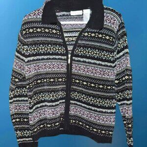 Vintage Croft & Barrow Womens Full Zip Cardigan Sweater Size PM